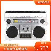 跨境批发多波段收录机FM收音老人多功能磁带机双喇叭台式录音机