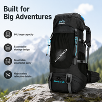 60L Hiking Backpack Water Resistant Rucksack for Multi-Day Hikes Camping