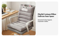 Thickened Padding Single-Piece Seat Back Cushion Ergonomic Design Velvety Office Chair Pad Anti-Slip Straps for Children, Home, Bedroom