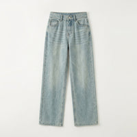 Women's Jeans High Waisted with Embroidered Details, Non Stretch Thick Denim Trousers for Casual and Travel Outfits, Wide Leg