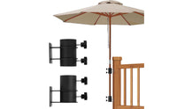 2 Pieces Stainless Steel Umbrella Bracket with Clamp Powder-Coated Umbrella Bracket Rustproof Space-Saving for Homeowners, Backyard