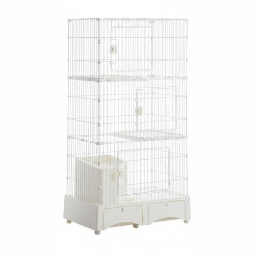3-Story Cat Kennel with Litter Box Enclosure very Large Space for Indoors, Home