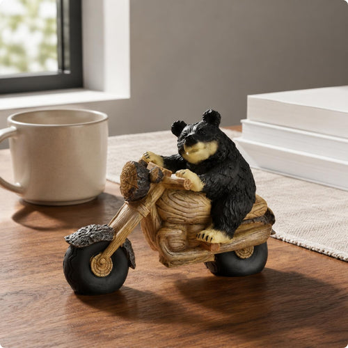 Black Bear Resin Sculpture Freestanding Resin Bear Figurine Craft-Style for Desk