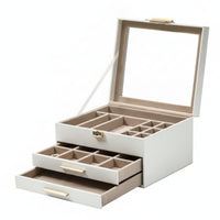 Long-Lasting 3-Layer Jewelry Organizer Modern Jewelry Box with Clear Lid Stylish Necklace Storage Box Elegant for Women, Girls, Dressing Table, Vanity, Bedroom