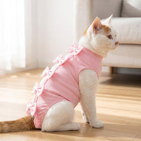 Cat Recovery Suit with Tie Closure, Unisex Post Surgery Suit Cat for Spay Surgery Suit Cat and Neuter Surgery Suit Cat, Breathable Pet Suit