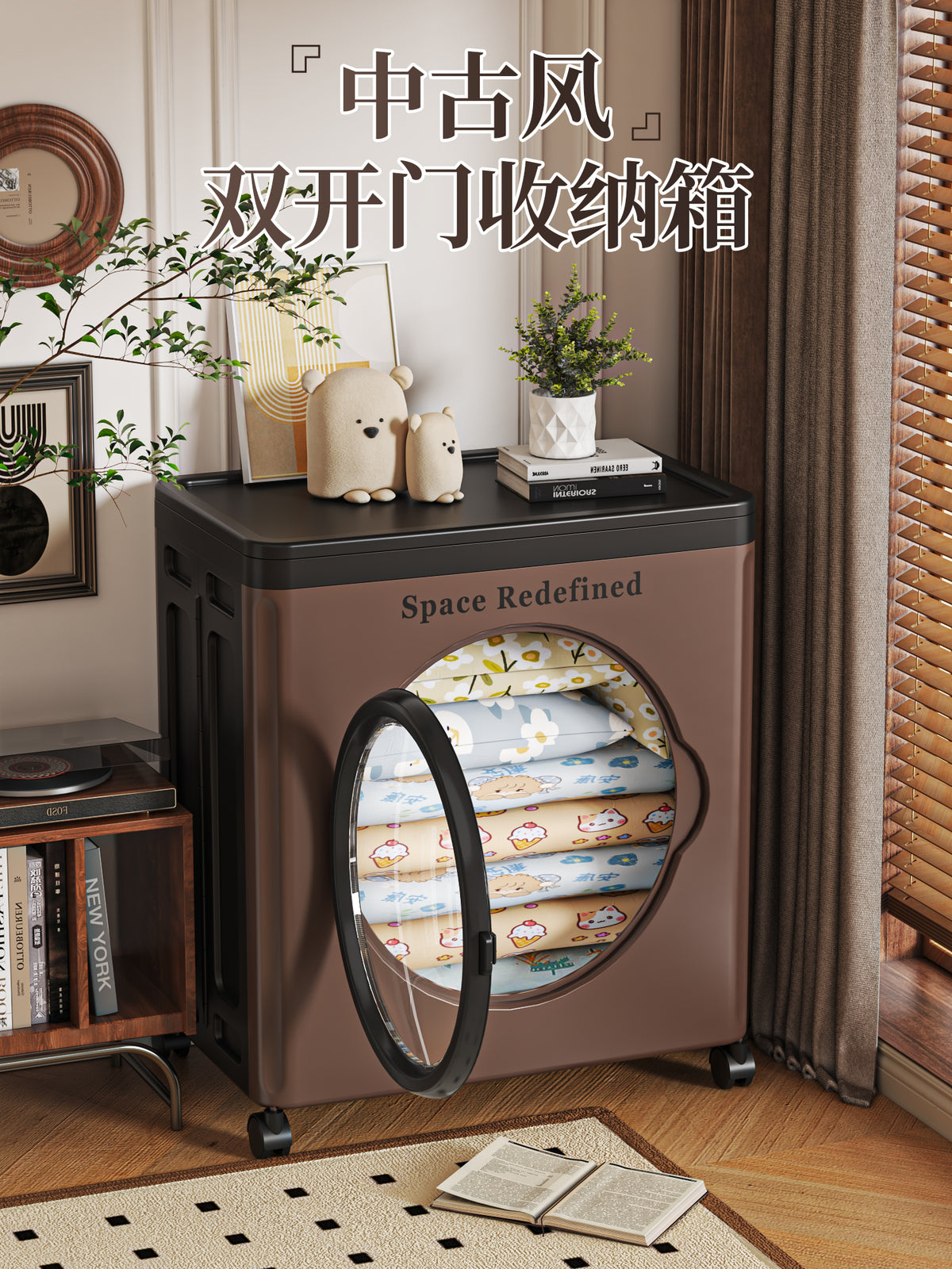 中古风衣服收纳箱大容量超大家用折叠收纳筐周转箱整理箱储物箱子