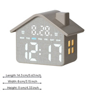 House-Shaped LED Alarm Timepiece Multi Function Home Decor Easy to Read