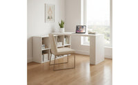 Extendable Computer Desk with Shelves Multifunctional L-Shaped Corner Desk Space-Saving Study Table for Students, Bedroom, Small Areas
