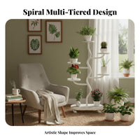 With Wheels Rolling Flower Pot Rack Space-Saving Multi-Tier Plant Stand Stable Base Rolling Plant Shelf Easy to Clean for Balcony, Living Room, Corner