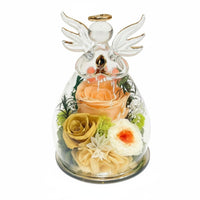 Angel Glass Dome with Roses Symbol of Everlasting Love for Christmas, Mom, Women