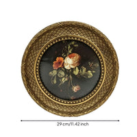 Round Frame with Floral Print Vintage Ornate Wall Frame Decorative for Hallway
