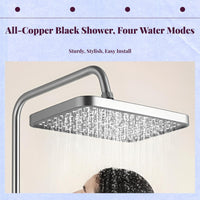 High-pressure matte black rainfall shower