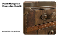 Vintage Design Trunk Coffee Table Distressed Finish Antique design Trunk Decorative Accent Home Furnishing Multi-Purpose for Interior Designers, Business Owners, Cigar Bar, Living Room, Lounge Area, Bedroom