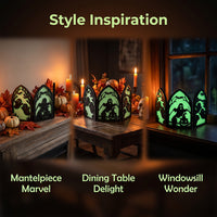 Halloween Wooden Hollowed-out Dark Series Tabletop Decoration, Festive Shape, Home Party Gift Ornament