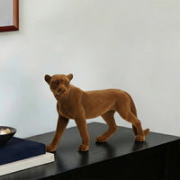 Creative Luxury Flocked Leopard Figurine for Desk, Entryway, TV Cabinet