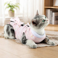 Cat Recovery Suit with Tie-Back Closure, Breathable Cat Surgery Recovery Suit, Sleeveless Cat Post Surgery Suit, Thin Cat Body Suit After Surgery