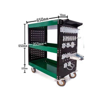 Thickened Steel Plate 3-Tier Tool Cart High Load Capacity 3 Tier Rolling Tool Cart Multi-Functional Workshop Equipment for Mechanics, Technicians, DIY Enthusiasts, Garage, Art Studio