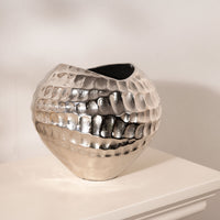 现代轻奢银色锤纹装饰花器花瓶客厅玄关花瓶家居装饰品摆件桌面