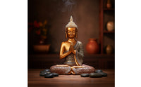 Gold Thai Buddha Statue Ornate Buddha Statue Praying Sculpture Lustrous for Buddhists, Collectors, Meditation Room, Entryway, Office