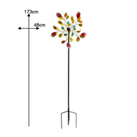Crystal Leaf Wind Rotator Gradient Color Leaf Wind Sculpture Colorful Metal Pinwheel for Yard, Patio