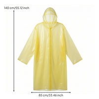 Waterproof Hooded Rain Poncho with Snap Buttons Lightweight Disposable Raincoat with Sleeves Translucent Rain Poncho with Hood One-Size for Commuting