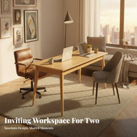 2 Pieces Long Two Person Desk Spacious Tabletop Solid Wood Computer Desk Firm Workstation Structure Writing Table Suitable for Remote Workers Professionals Home Study