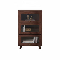 Bookcase Display Cabinet Freestanding Bookshelf Multi-layer Storage Cabinet with Solid Wood Frame Transparent Glass Doors Flip-up Door Storage Suitable for Living Room Bedroom Home Workspace