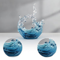 Wave Sculpture Blue Abstract Sculpture Minimalist Abstract Ornament for Tabletop, Living Room