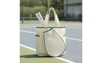 Spacious Quilted Tote Bag Roomy Tote Bag with Zip Pocket Sporty Handbag Lightweight for Commuters, Gym, Travel, Tennis
