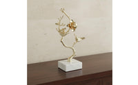 Steel Floral Sculpture Modern Marble Base Ornament Artistic Flower Statue Available Office, Entryway