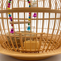 Round Bird Cage with Circular Styling, Folding Bird Cage for Small Exotic Birds, Portable Small Bird Cage with Base Tray, Indoor Round Cage