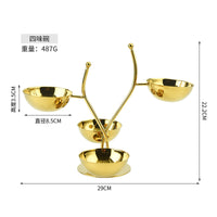 批发多层不锈钢小吃架 酒店水果盘小吃碟 创意果碟多用金色味碟