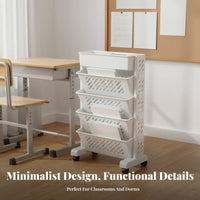 With Wheels Movable Bookshelf Cart Easy to Move Wheeled Classroom Library Cart Space Saving for Children, Office Workers, Study Room