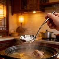 Soup Ladle with Pouring Spout Rustproof Pour Spout Soup Ladle Single-Piece Construction Long Handle Serving Spoon for Buffet
