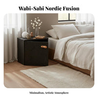 Artistic Imperfection artistic Sculptural Bedside Cabinet Hammered Finish Bedside Storage Cabinet Nordic Design Nightstand Vintage influenced for Interior Designers, Apartment Dwellers, Bedroom, Entryway, Hallway, Living Room