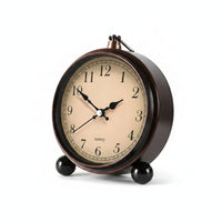 Quartz Movement Tabletop Alarm Clock Copper-Toned Rim Vintage-Style Alarm Clock