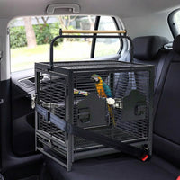 Portable Bird Cage for Small Animals, Metal Budgie Cage with Handle and 2 Doors, Cockatiel Cage with Perch Food Bowls for Outdoor Car Travel