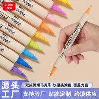 亚马逊热销双头丙烯马克笔不透色可叠色彩色笔点点软头户外记号笔