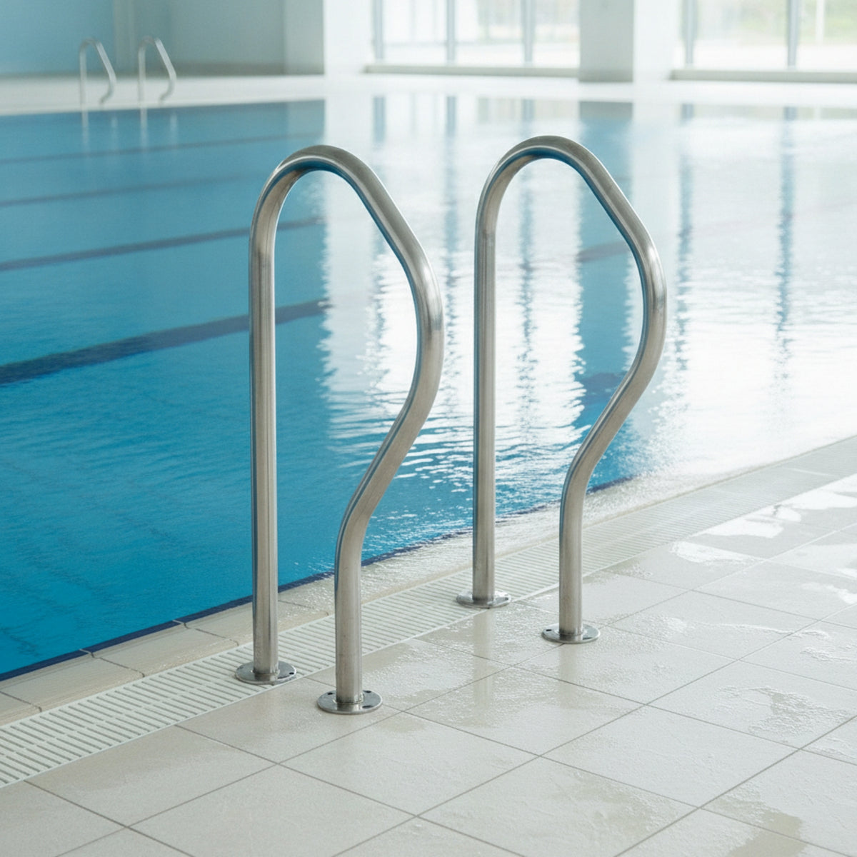 Stainless Steel Pool Handrails Heavy-Duty Pool Handrails with Base Plates Long-Lasting Grab Bar Stable for Backyard Pools