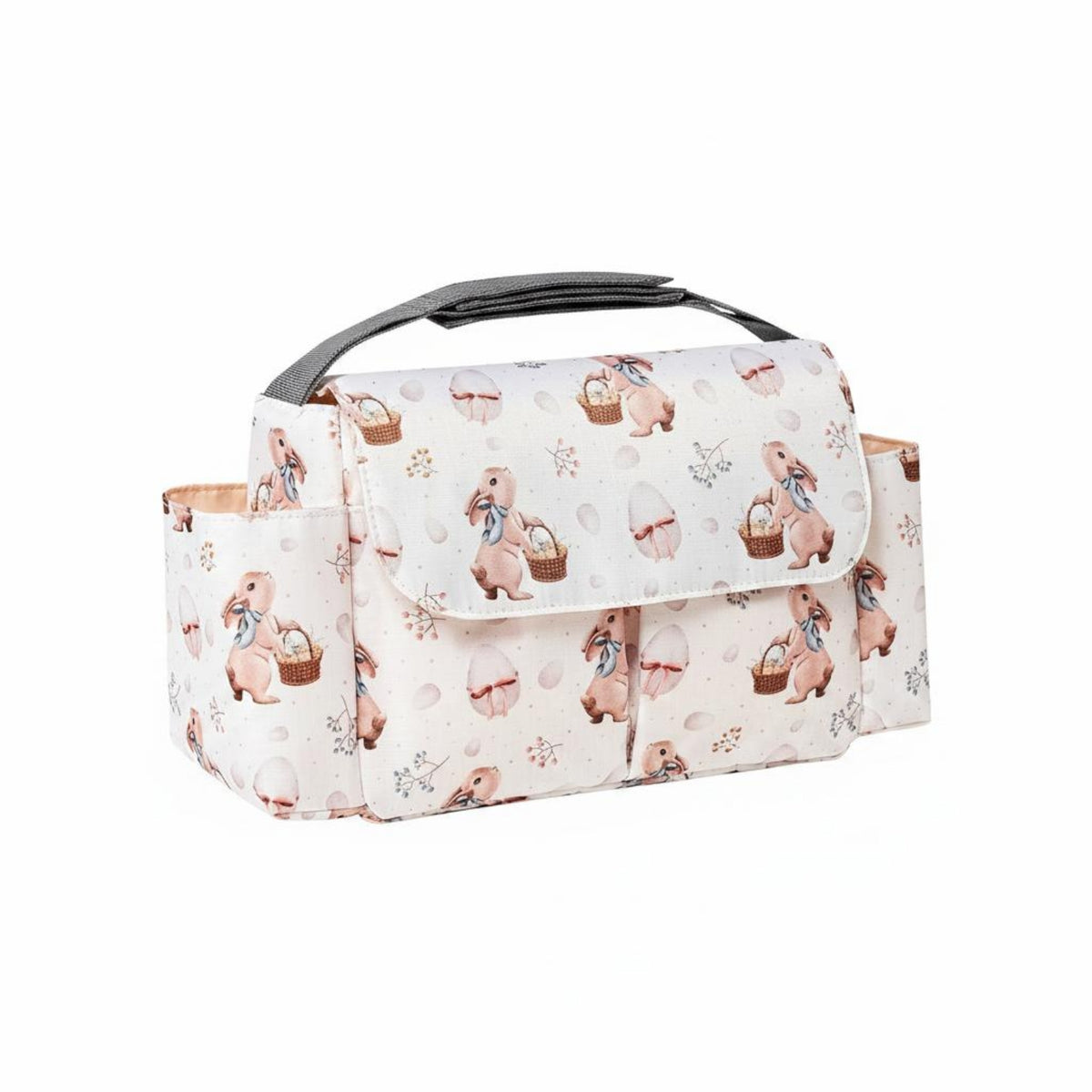 Removable Divider Baby Stroller Organizer Bag Strap Fastenings Stroller Organizer Bag Side Pockets Flap-Top