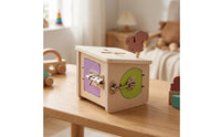 Natural Wooden Shape Sorter with Locks Educational Child-Centered Busy Box Interactive Wooden Shape Sorter Sturdy for Toddlers