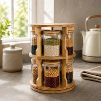 Rotating Grain Jar Set Sealed Lid Seasoning Jar Carousel Wide-Mouth Jars
