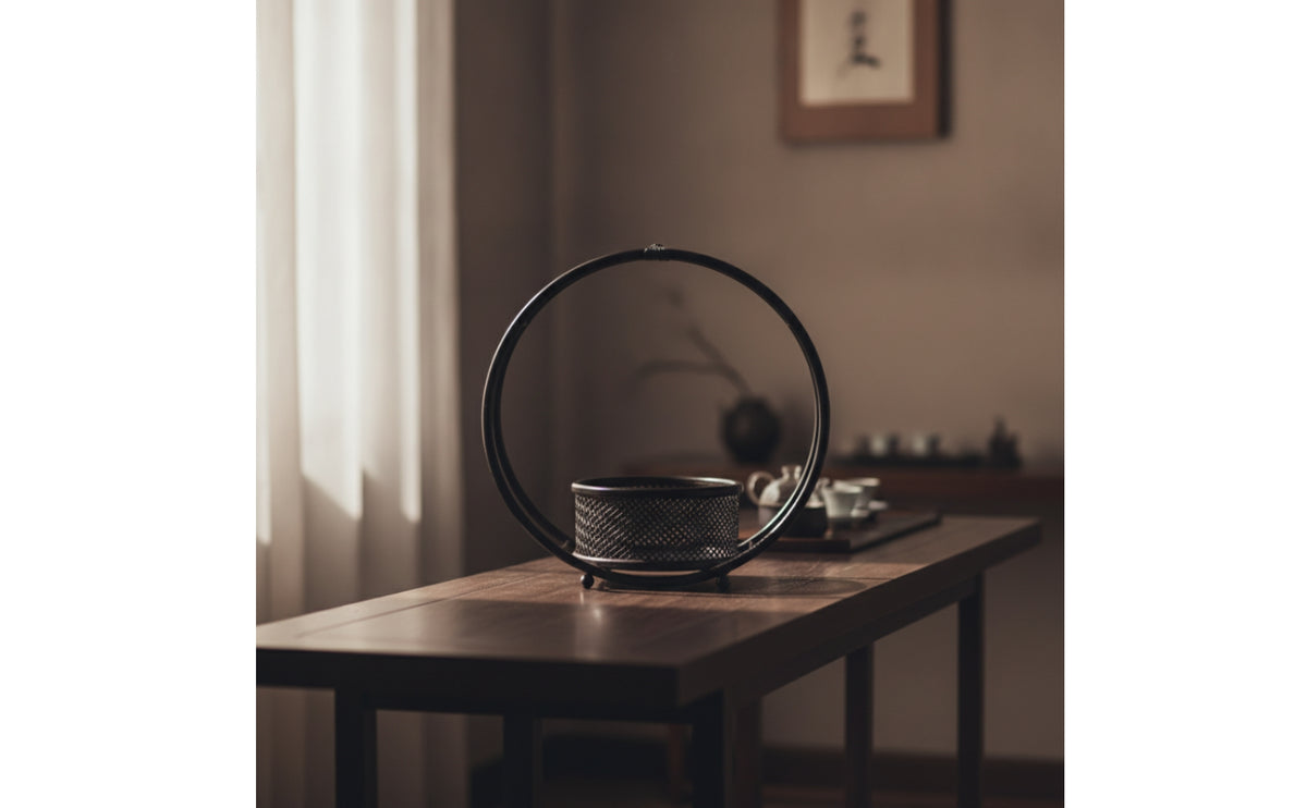 Bamboo Vase Holder Woven Bamboo Stand with Circular Frame Round Vase Stand for Florists, Decorators, Tea Room, Foyer Table, Event Styling