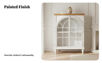 French & design Arched China Cabinet Glass Doors Arched Hutch Vintage Design shelving single-unit Easy to Clean for Book Lovers, Interior Decorators, Homeowners, Living Room, Home Office, Bedroom