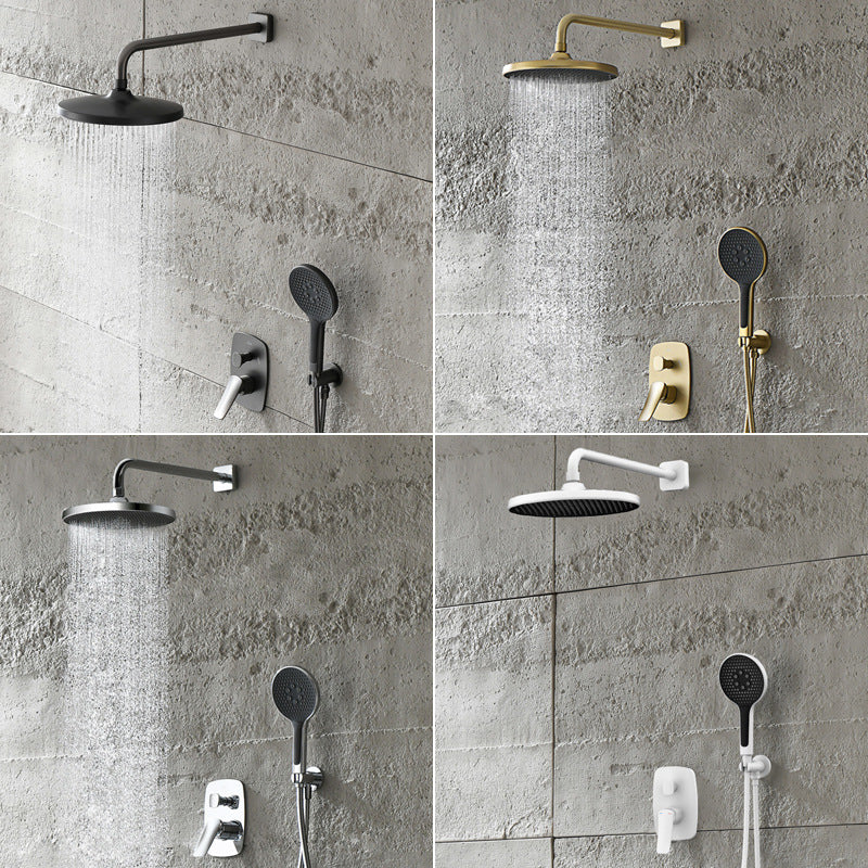 Light Luxury Copper Wall-Mounted Shower Set with Rain Showerhead