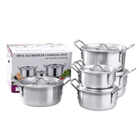 5 Pieces Aluminum Pot with Lid Lightweight Saucepot Heavy-Duty Kookpot for Home Cooks