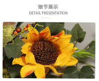 秋季仿真南瓜门挂丰收节装饰花环 向日葵感恩节家庭节日派对壁挂