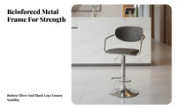 Adjustable Armchair with Woven Seat Waterproof Swivel Stool Quiet Wheels for Bar