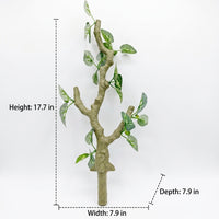 45cm Bark Textured Vivarium Decoration, Gecko Terrarium Accessories for Climbing, Realistic Branch with Green Red and Tangerine Foliage