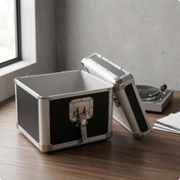Aluminum Vinyl Records Storage Case Dark Interior Lining Lockable Storage Case Structured Organizer